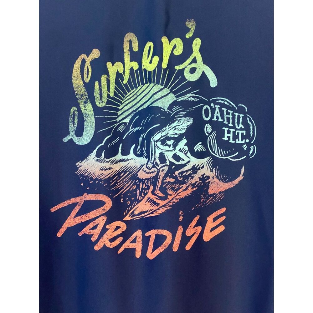 Cherokee Boys XL 16 Navy Rash Guard Swim Shirt Surfer's Paradise Oahu Hawaii